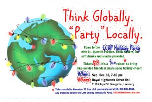 Think Globally-Party Locally: Join us at the Lake County Democratic Party Holiday Party!